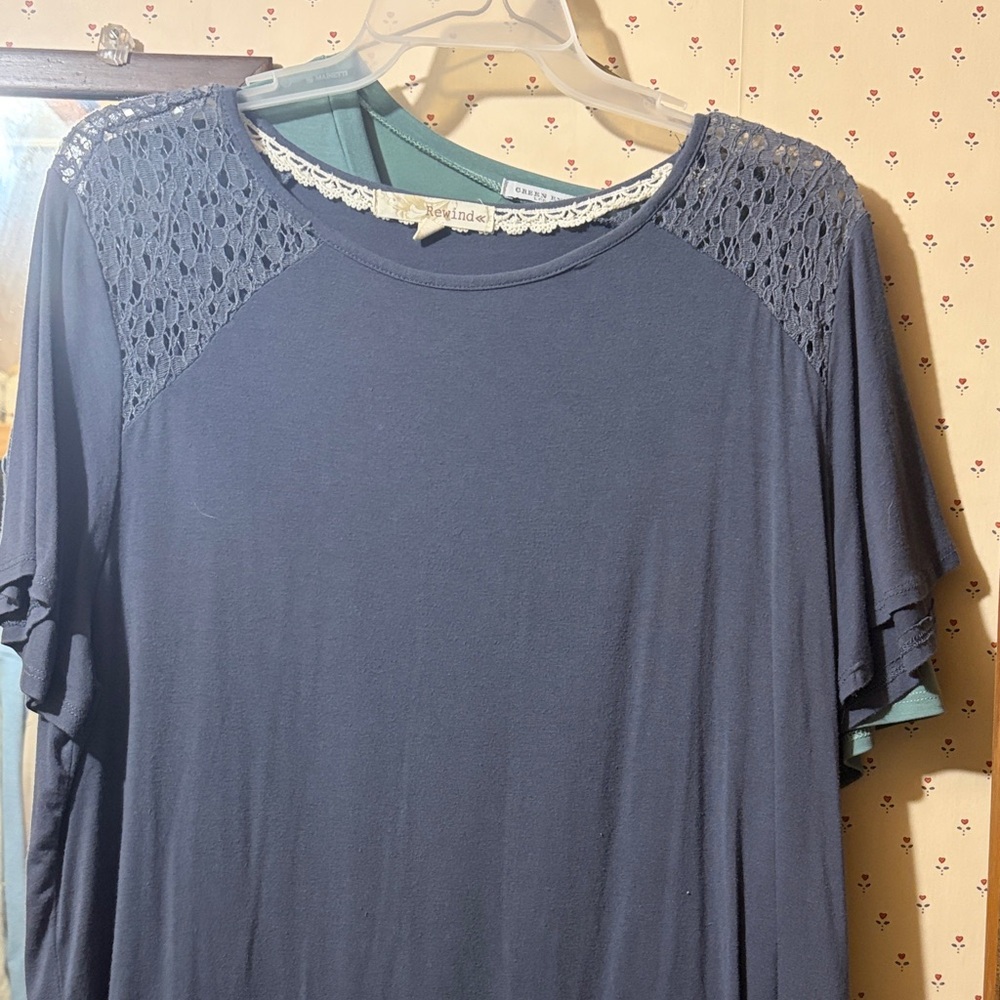 Kohl's Navy Blue Lace Accent Tee